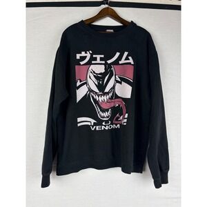 Marvel Venom Graphic M/L Sweatshirt Black Crewneck Japanese Katakana Anime Style